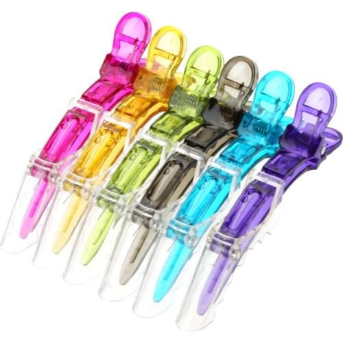 6Pcs/Set Transparent Sectioning Clips Clamps Hairdressing Salon Hair Clips Grip Crocodile DIY Accessories Hairpins Plastic