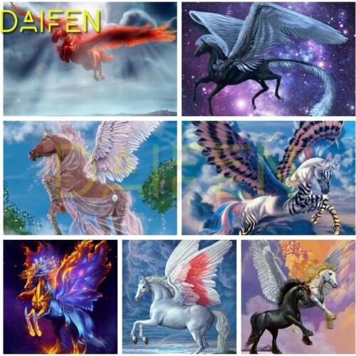 DIY 3D Diamond painting Cross stitch horse Full Square Diamond embroidery Horse unicorn Full Round Diamond mosaic Feather wings