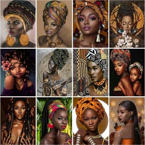 AZQSD Full Drill 5D Diamond Embroidery African Woman Diamond Painting Portrait Mosaic Home Decor Handmade Cross Stitch Kits