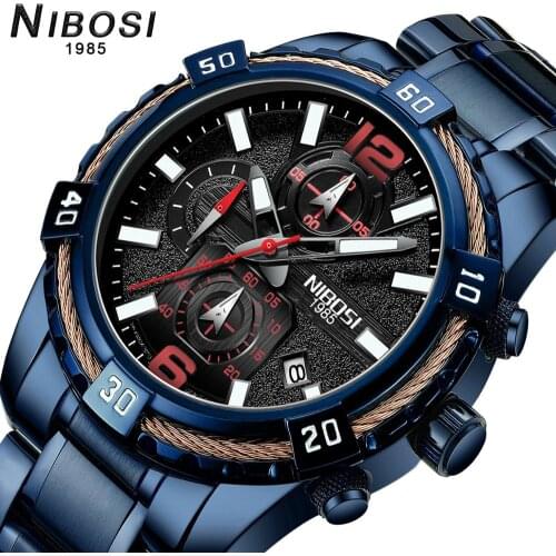 NIBOSI relogio clock mens Sports Watches top Luxury brand Quartz wristwatch men Fashion Causal Big Dial Waterproof Wrist Watch