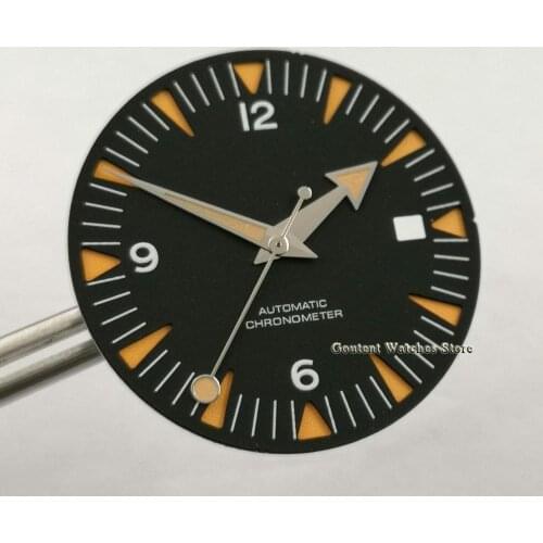 31mm Black Watch Dial with luminous Hands fit NH35 ETA 2824 2836 Miyota 8215 821A DG2813 Automatic Movement