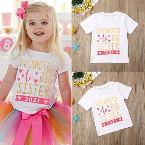Kids Tshirt Summer Fashion Children Tshirt Short Sleeves Loose T Shirt Tops Promoted To Big Sister Letters Printed Kids Clothes