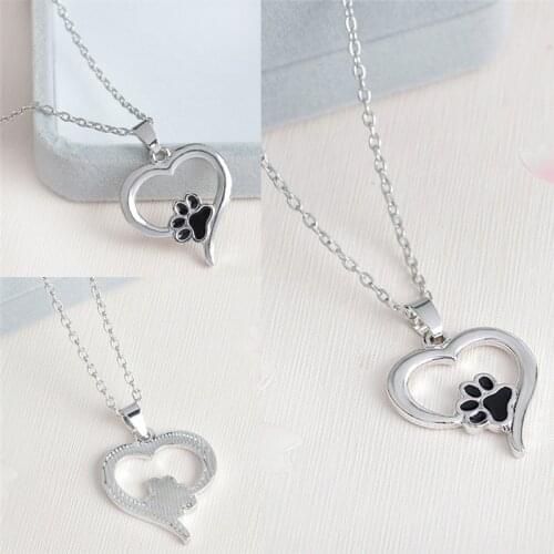 Creative Hollow Pet Paw Print Necklace Cute Animal Dog Cat Pendant Necklace Jewelry Gift