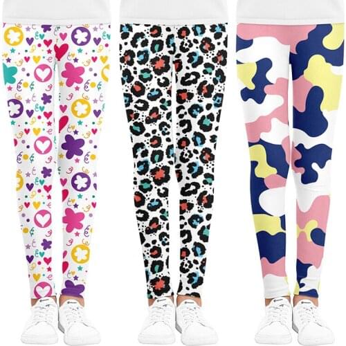 3Pcs/lot Fashion Girls Leggings Cartoon Flower Print Elastic Trousers Kids Leggings for Girls Tights Pants for Children Clothes