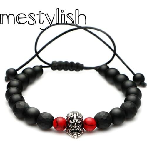 Mestylish Antique Copper Hellboy Bracelet Handwoven Braided Men Bracelet Nature Black Onyx Beads Men Women Jewelry