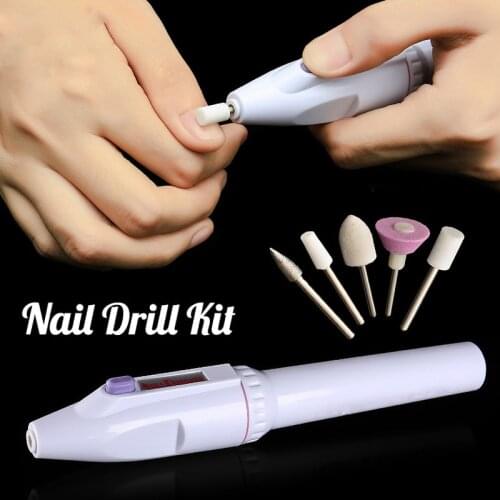 5 In 1 Mini Nail Art Drill Kit Machine Electric Nail Drills Pen Manicure Pedicure Gel Polish File Buffer Nail Art Polish Tools