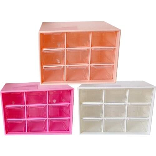 Mini Storage Box Household Transparent Plastic Storage Case Multiple Layers Desktop Commodity Shelf / Stickers