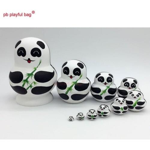 PB Playful bag Ten story panda Penguin double faced Russian dolls funny wooden toy set crafts gift decorations HG10