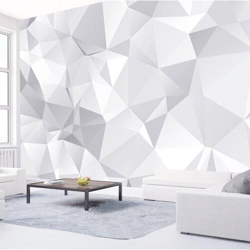 Custom 3D Wall Murals Wallpaper White Grey Geometric Modern Living Room TV Background Wall Papers Home Decor Papel De Parede 3D