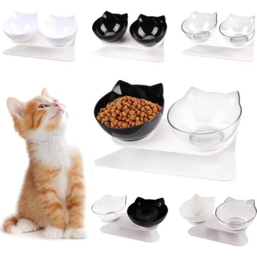 Non-slip Cat Bowls Double Pet Bowls with Raised Stand Cat and Dog Food Bowl Protect Cervical Food Water Bowls Pet Supplies