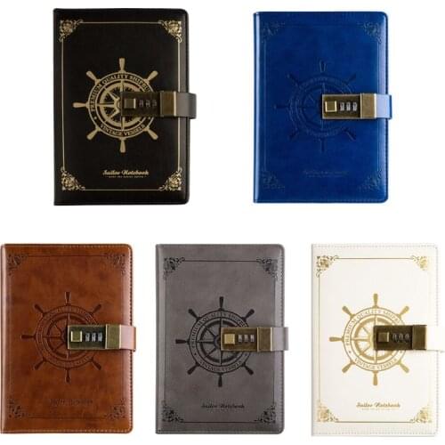 2021 New Vintage B6 Notepad Notebook Diary Planner Agenda Leather Diary Memos with Password Lock School Offices Stationery