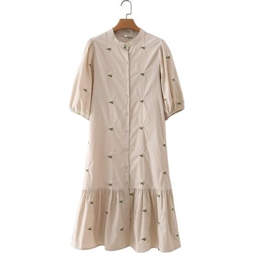 JC·KILIG 2021 New Womens Embroidered Medium Length Dress TB21018