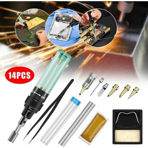New Arrival Butane Gas Soldering Iron Cordless Welding Equipment Torch Pen Tool Kit 14 in 1 Electric Soldering Irons Accessories