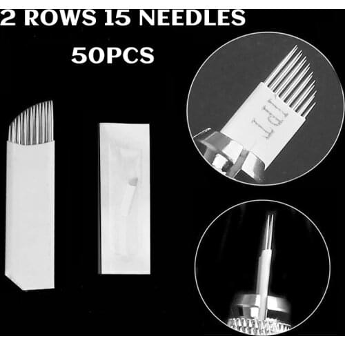 2 Rows 15 Needles Microblading Eyebrow Tattoo Needles Permanent Makeup Tattoo Supplies Brow Embroidery Blades Eyebrow Microblade