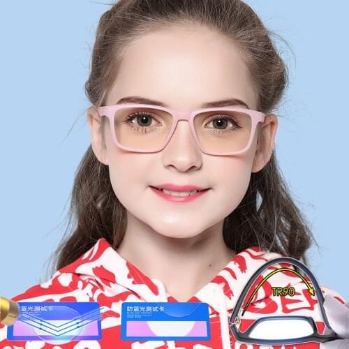 Anti Blue Light Blocking Computer Glasses For Children Kids TR90 Frame Fashion Girls/Boys Square Lenses Bezel PC Gaming Eyewear