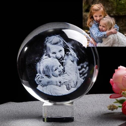 Personalized Photo Crystal Ball Customized Laser Engraver Glass Globe Home Decor Picture Sphere Birthday Gift for Girlfriend