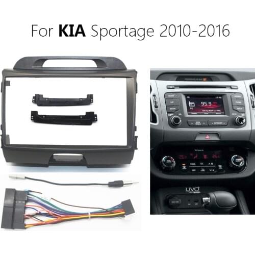 9 inch Car Radio Fascia For KIA Sportage 2010-2016 Stereo Panel Mounting Bezel Faceplate Dash Frame Kit+Harness+Radio Antenna