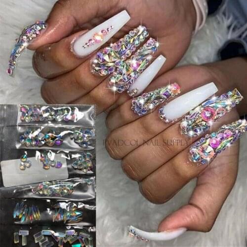 Mixed 3D AB Diamond Gems Nail Glitter Rhinestones Nail Art Decorations Shiny Stones Charm Manicure Accessories