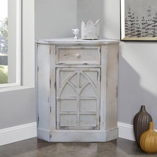 Handmade solid wooden shabby chic antique corner cabinet