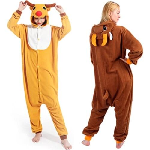 Sanderala Animal Adult Christmas Deer Onesies Pajama Sete Pyjama Cosplsy Costumes Cute Cosy Sleepwear Man & Women Homewear