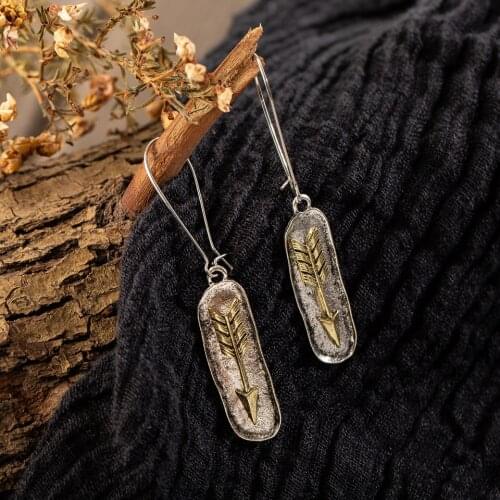 Creative Vintage Ethnic Yellow With French hook short Arrow mini Cylinder pendant Dangle New Fashion earrings For Women 2019