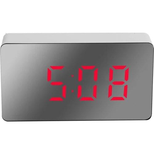 Mini LED Mirror Alarm Clock Digital Snooze Table Clock Wake Up Display Time Night Light Electronic Desktop Clock For Car Home