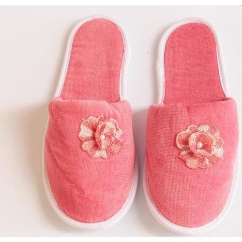 Turkish Women Patterned Indoor Slippers Soft Daily Rose Pearls Child Soft All Colors Fits All Sizes