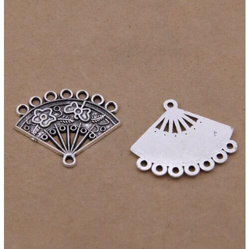 Yage 24*28mm 25pcs Antique Silver Paper Fan Connector,Vintage Charms Pendant For Jewelry Making XBL2728