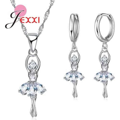 New Fashion Girls Lovely Jewellery Set of Ballet Girls Shape Wedding Jewerly Sets for Women Valentines Day Gift