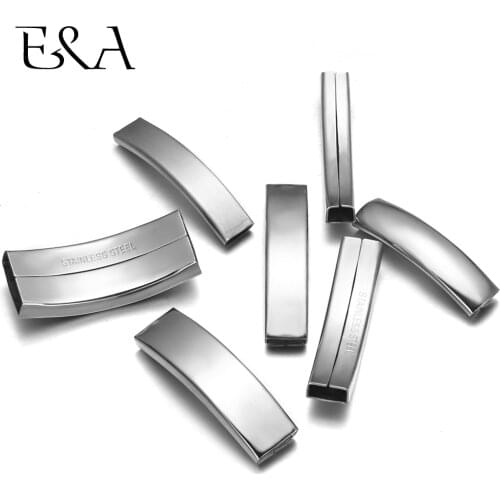 10pieces Stainless Steel Slider Curved Tube Beads Slide Charms for Leather Cord Beacelets Necklace Jewelry Making Accessories