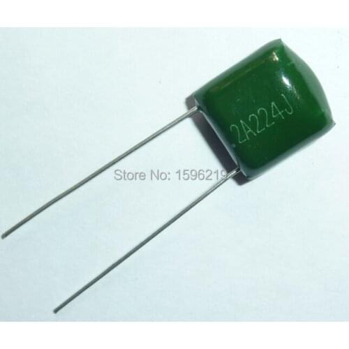 100pcs Mylar Film Capacitor 100V 2A224J 0.22uF 220nF 2A224 5% Polyester Film capacitor