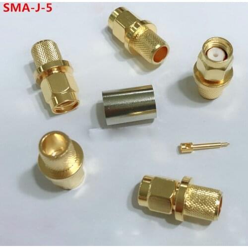 100pcs SMA Male Plug (Female Pin) Crimp RF Connector Adapter For RG5 RG6 5D-FB LMR300 Ecoflex 7 Cable