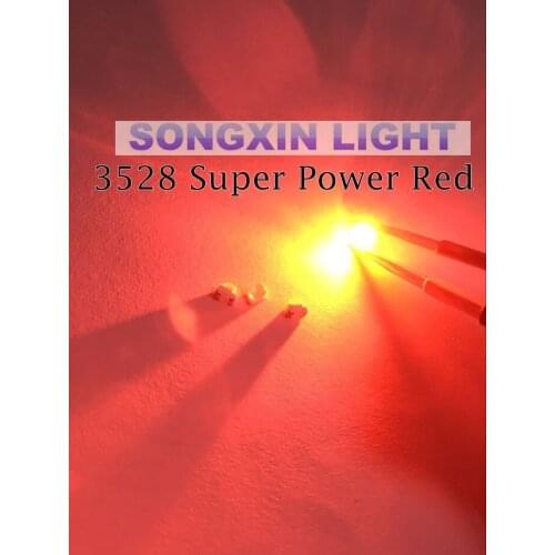 1000PCS 3528 RED SMD LED Super Power PLCC-4 Visible LED Tot View 4600-6000mcd 3528 diode with spheric surface