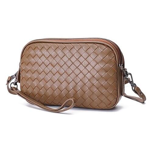 2020 classic sheepskin small camera crossbody bag knitted brief handmade zipper shoulder bag