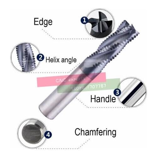 4 Flutes Milling tools Roughing End Mill cutter Rough cutter CNC router bits,4MM/6MM/8MM/10MM/12MM