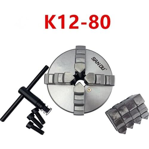 SAN OU 4-jaw lathe chuck self-centering K12-80 with hardened steel for small lathes
