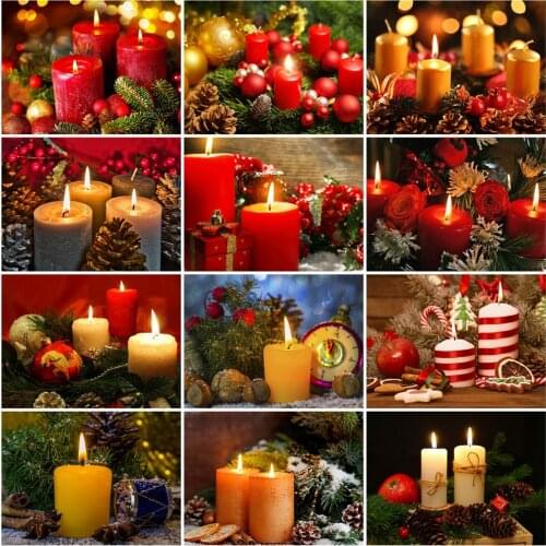 Huacan 5D Diamond Painting New Arrivals Candle Full Diamond Embroidery Mosaic Landscape Beaded Pictures Christmas Decoration