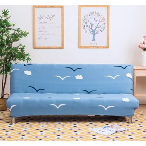 Elastic Printing Armless Sofa Bed Cover Folding Universal Couch Bench Slipcovers Without Armrest Dust-proof Protectors For Home