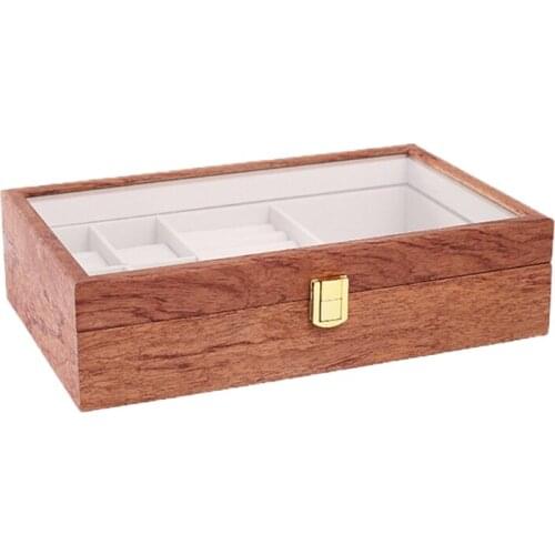 4Slots Wooden Watches Display Box Ring Necklace Jewelry Case Container Organizer N0PA