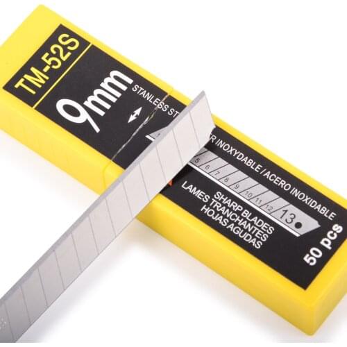 EHDIS 50Pcs 60 Degree 9mm DIY Art Knife Stainless Steel Snap Off Blades Vinyl Car Film Wrap Cutter Paper Cutting Blades CN012