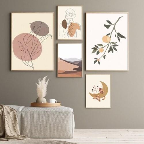 Aesthetic Boho Butterfly Moth Canvas Painting Abstract Desert Poster Botanical Print Wall Art Picture Modern Home Decoration