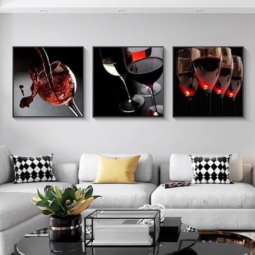 Kitchen Poster Red Wine and Bottle Drink Canvas Painting Print Wall Art Picture Refectory Restaurant Home Decoration pictures