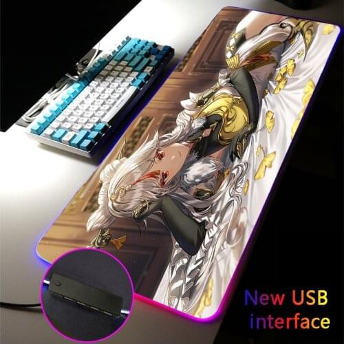 Genshin Impact Customized RGB Sexy Girl Mouse Pad USB Hub MousePad Four USB Docking Dock Typec Interface Multi-interface DeskMat