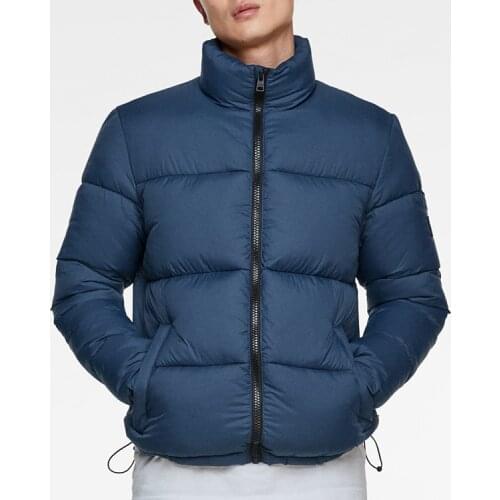 Custom windbreaker plain blank blue bubble puffer down jacket for men