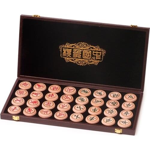 Chinese chess beech wooden childrens beginner adult extra large leather folding portable chess set