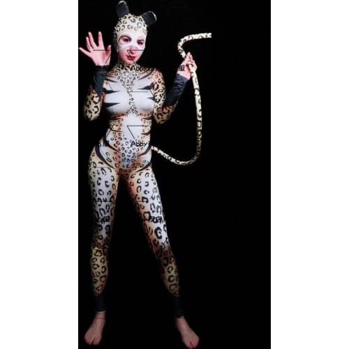 Halloween jumpsuit nightclub bar party animal dance costume women men show bodysuit