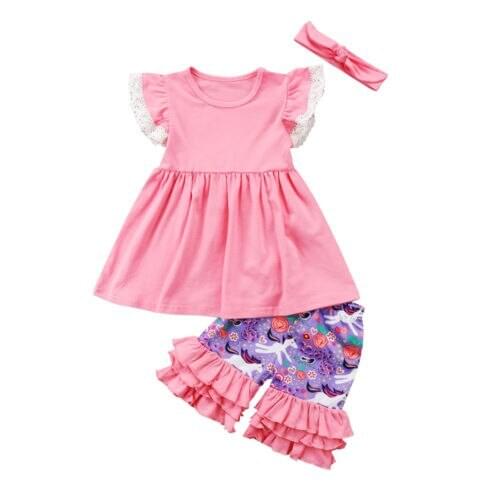 2018 Casual Toddler Kids Girls Sleeveless Tops Dress +Shorts +Headband 3pcs Outfits Set Size 1-6T