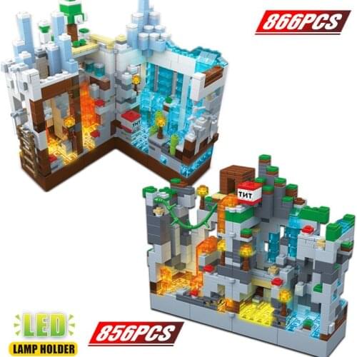 Creator Expert Building Blocks Set Mine Cave Zombie with Light My World Steve Bricks Toys for Kids