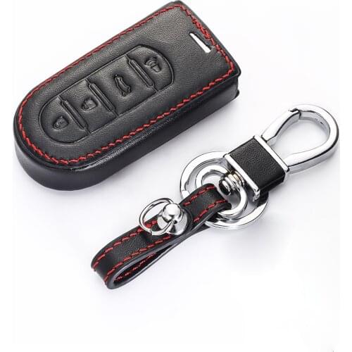 Top Layer Leather Case Car Key Cover for Toyota Tank Passo Roomie Key Cover Cap for Daihatsu Canvas Tanto Move Key Holder Fob