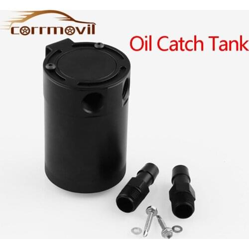 Car Two Hole Machine Oil Can Compact Baffled Oil Catch Can Canister Fuel Tank Gas Tank Aluminum Sealed Can 2Port Black New 2019